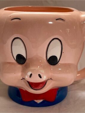 1989 Porky Pig Ceramic Mug 3D Figural